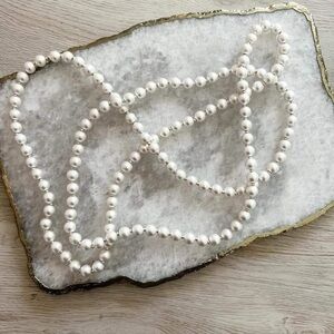 NEW Matte Silver Long Beaded Necklace